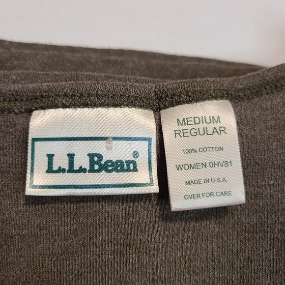 VTG 90's LL Bean Olive Green 100% Cotton Sleeveless Maxi Dress Made In USA MED - Picture 6 of 8